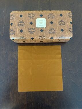 MCM Munchen Monogram Sunglasses Case with Dust Cloth in Brown and Black